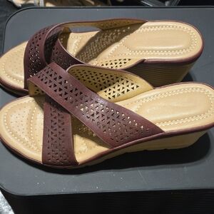 Women's Brown Wedge Sandals